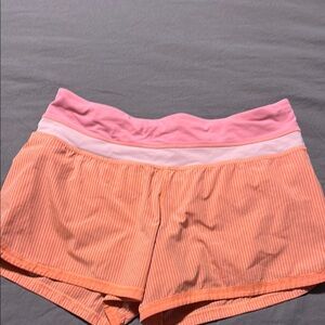 Lululemon Pink and Orange Striped Athletic Shorts